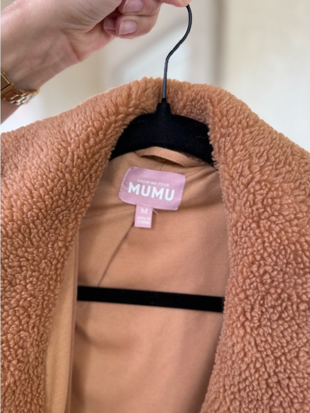 Show me your MuMu Camel Teddy Coat - Long Faux Shearling Jacket - Picture 3 of 4